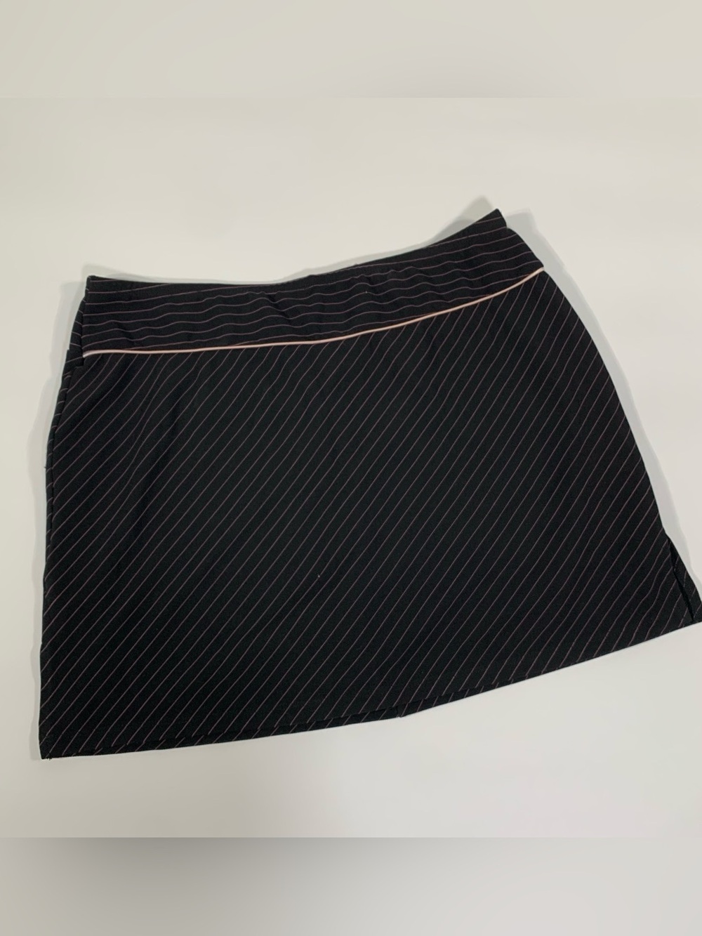 Y2K Black Pink Pinstripe Skort XL Career Office Mini Stretch
